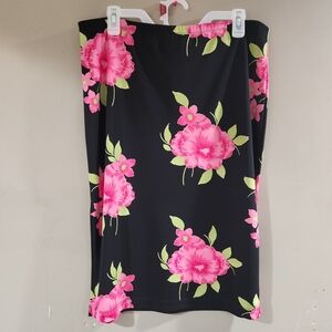 Vintage Casual Corner Y2k Floral Skirt Sz L Black And Pink